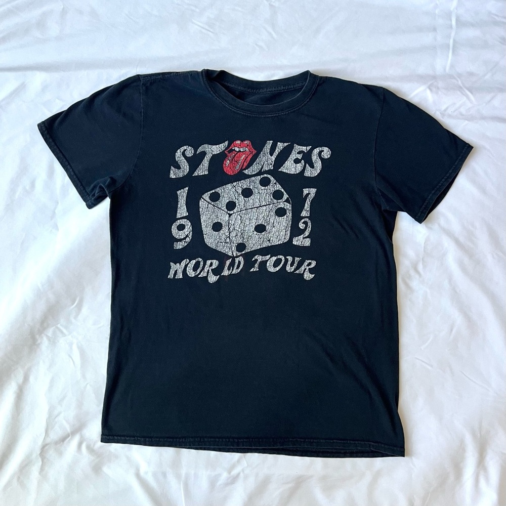 Rolling Stones 1972 World Tour distressed graphic band tee, medium